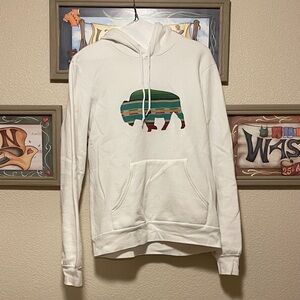 White Hoodie with Bison Design